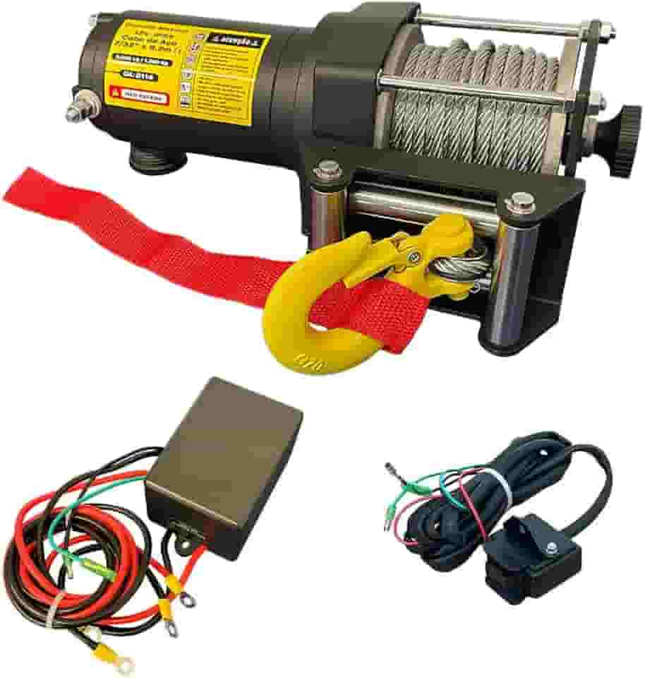Guincho Elétrico 12v - 3.000 Lb | 1.360 Kg com Cabo de Aço 9,2 metros, Elevi