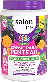Salon Line, Creme de Pentear Kids, Cachinhos Brilhantes, Uva, Vegano - Para Cabelos Ondulados, Cacheados e Crespos, 1kg