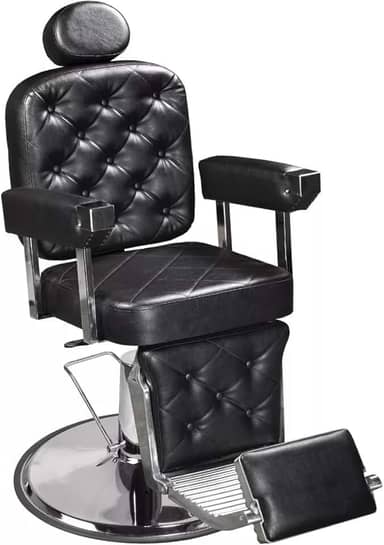 Cadeira de Barbeiro Dubai Premium Marri, Cadeira Giratória e Reclinável para Barbearia e Salão de Beleza, Design Ergonômico, Estrutura em Aço Reforçado, Estofado, Base em Metal - Preto (Marrom Café)