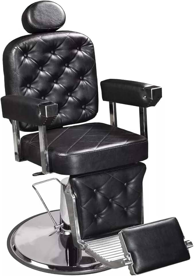 Cadeira de Barbeiro Dubai Premium Marri, Cadeira Giratória e Reclinável para Barbearia e Salão de Beleza, Design Ergonômico, Estrutura em Aço Reforçado, Estofado, Base em Metal - Preto (Marrom Café)