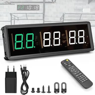 27 * 9.5cm, Relógio de Ginástica Portátil Pequeno, Temporizador de Treino para Ginástica, Relógio de Ginástica de Grande para Exercícios, Intervalo de LED para Contagem Regressiva