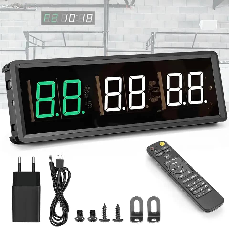 27 * 9.5cm, Relógio de Ginástica Portátil Pequeno, Temporizador de Treino para Ginástica, Relógio de Ginástica de Grande para Exercícios, Intervalo de LED para Contagem Regressiva