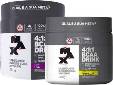 Kit 2x Bcaa Drink 4:1:1 Uva e Maracujá 280g Max Titanium