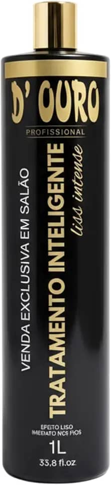 D'Ouro Profissional Tratamento Inteligente 1L – Alisamento Sem Formol, Redução de Volume, Brilho Intenso, Hidratação Profunda, Realinhamento Capilar Imediato, Uso Exclusivo em Salão, Efeito Liso Instantâneo para Todos os Tipos de Cabelo