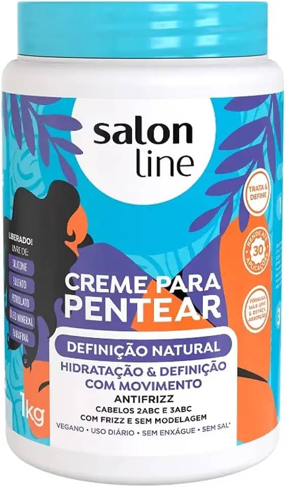 Salon Line, Creme de Pentear, Definição Natural, Vegano - Para Cabelos Ondulados e Cacheados, 1kg