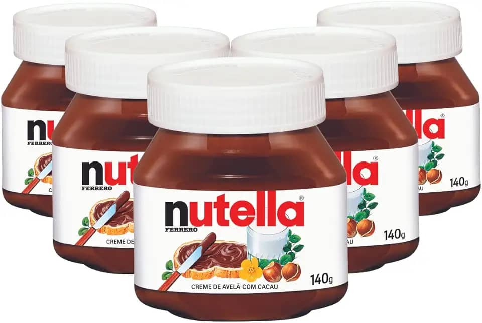 Creme de Avelã Nutella, 5 Potes de 140g