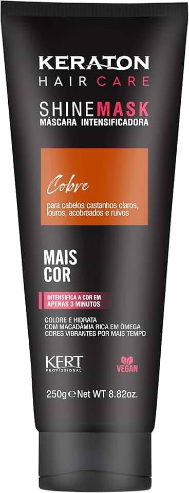 Keraton, Máscara matizadora hidratante, Trata e colore, Para cabelo castanho claro, louro, acobreado e ruivo, Shine Mask, 250g, Cobre