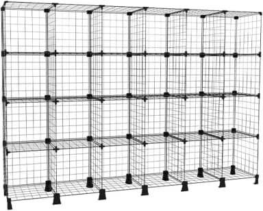 Estante Organizador Aramada Balcão de Atendimento Expositor de Loja 24 Nichos Prateleira Multiuso Preto