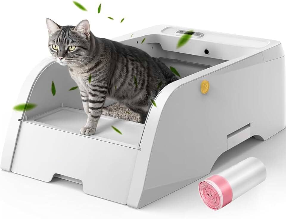 CAIXA DE AREIA AUTOLIMPANTE,74 * 25 * 45CM CAIXA DE AREIA PARA GATOS AUTOMÁTICA ATUALIZADA,LIMPEZA PROGRAMADA.