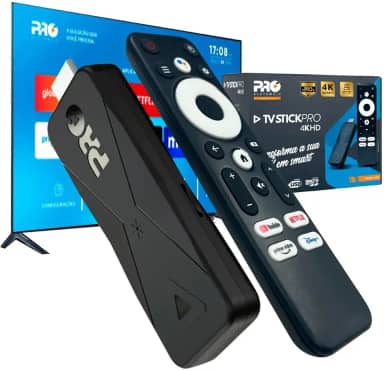 TV Stick Proeletronic 4K Ultra HD Android TV | 2GB RAM, 16GB Armazenamento, Wi-Fi 5GHz, Bluetooth, Controle Remoto com Comando de Voz Google Assistente
