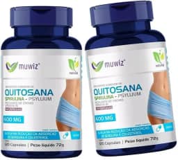 Quitosana Com Psyllium e Spirulina 120 Cápsulas 500mg - 2 Frascos