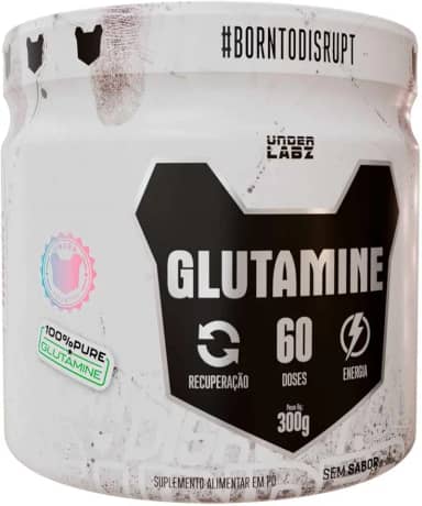 Glutamine Born to Disrupt | Under Labz | Linha Essentials (300g) 60 porções | Recuperação Muscular, Apoio Imunológico e Função Intestinal – Glutamina Pura | Suplemento para Performance e Saúde Diária