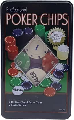 Kit Poker Profissional na Lata com 100 Fichas Incluso Ficha Dealer