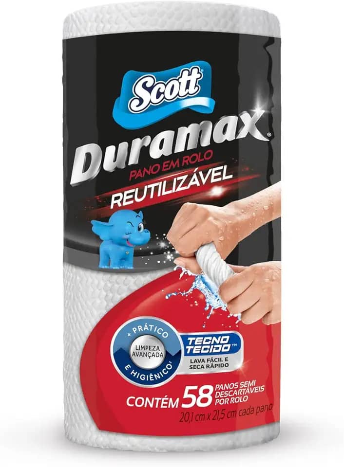 Scott Duramax Pano Reutilizável em Rolo, Branco, 58 folhas