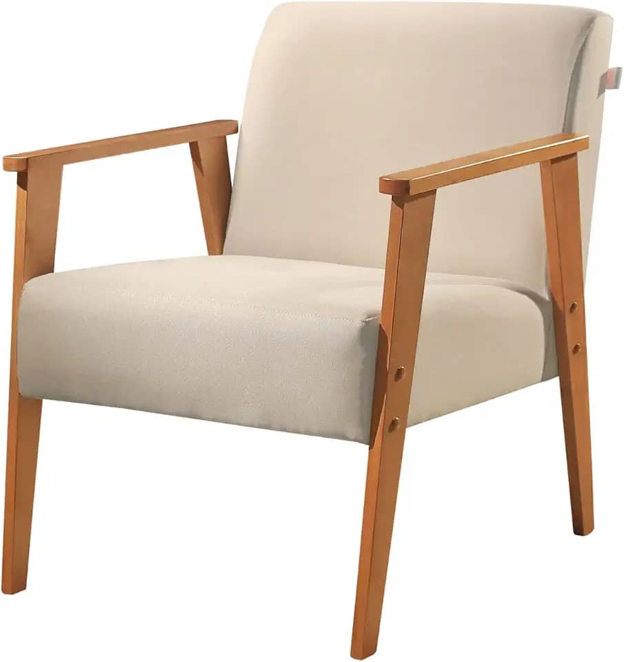 Poltrona em Linho Perla Agarb Decor Cor:Linho Bege Claro