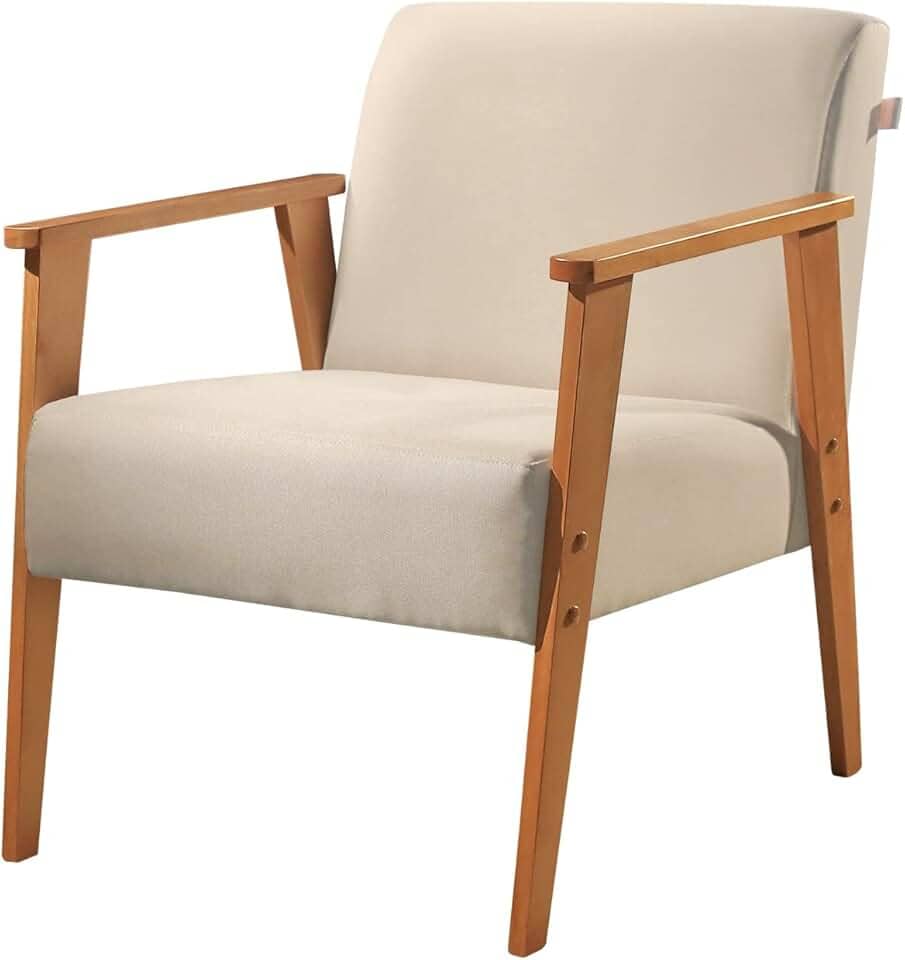 Poltrona em Linho Perla Agarb Decor Cor:Linho Bege Claro