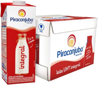 Leite Integral Piracanjuba Pack com 12 unidades de 1L