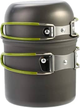 Conjunto de panelas de camping leve, durável e resistente a altas temperaturas Conjunto de panela portátil com bolsa de armazenamento para sobrevivência em acampamento ao ar livre