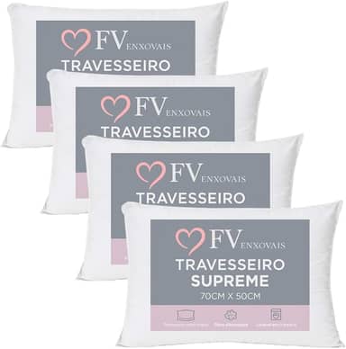 4 Travesseiros Antialérgico Toque Macio Textura Firme Lavável na Máquina Fibra Siliconada Tamanho Padrão 70x50 (4)
