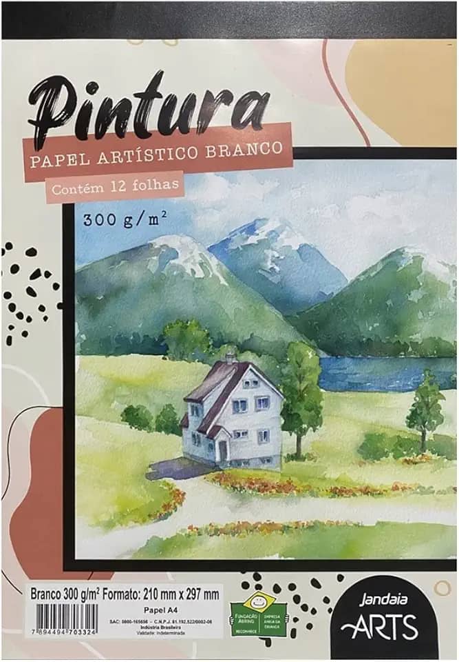 Bloco Pintura, Jandaia, A4, 300 Gramas, 12 Folhas