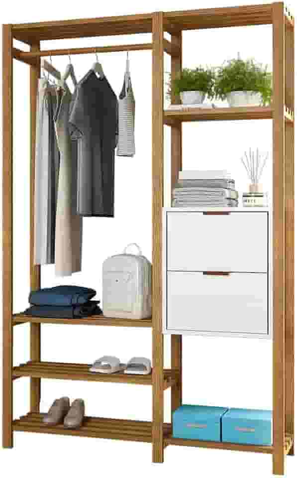 Estante Arara Para Roupas Com Prateleira E Cabideiro Em Madeira