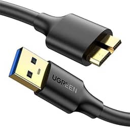UGREEN Cabo micro USB 3.0 USB 3.0 tipo A macho para cabo micro B compatível com disco rígido de câmera Samsung Galaxy S5 Note 3 e mais 1,5 pés