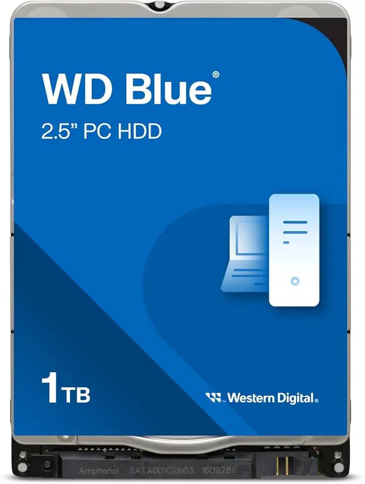 Western Digital Disco rígido móvel WD Blue de 1 TB - 5400 RPM, SATA 6 Gb/s, cache de 128 MB, 2,5 polegadas - WD10SPZX