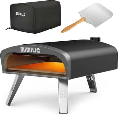 Mimiuo Forno de pizza a gás ao ar livre - Fornos de pizza portáteis a propano para uso externo - Fogão profissional de pizza com pedra de pizza de 33 cm, ideal para qualquer cozinha ao ar livre