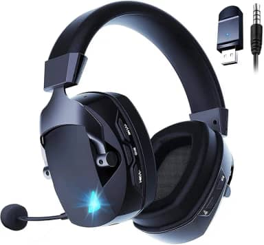 Headset Gamer, Fone Gamer GIZNIC BL100PRO, Fone de Ouvido Sem Fio Para Jogos, Conexão Sem Fio 2.4G, Bluetooth e Com Fio, Microfone Destacável, Design Leve e Confortável (Preto)