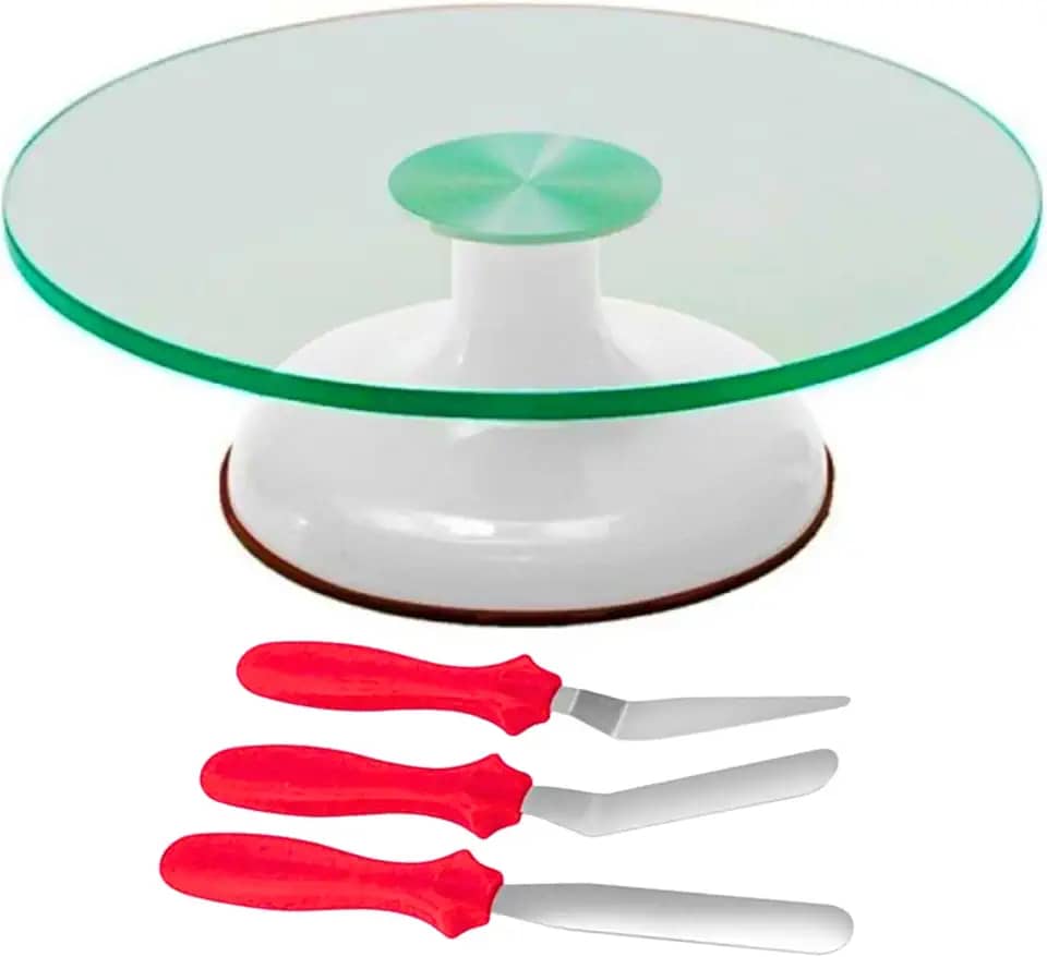 KIT BAILARINA GIRATÓRIA VIDRO BRANCA, KIT 3 ESPATULAS AÇO CONFEITARIA