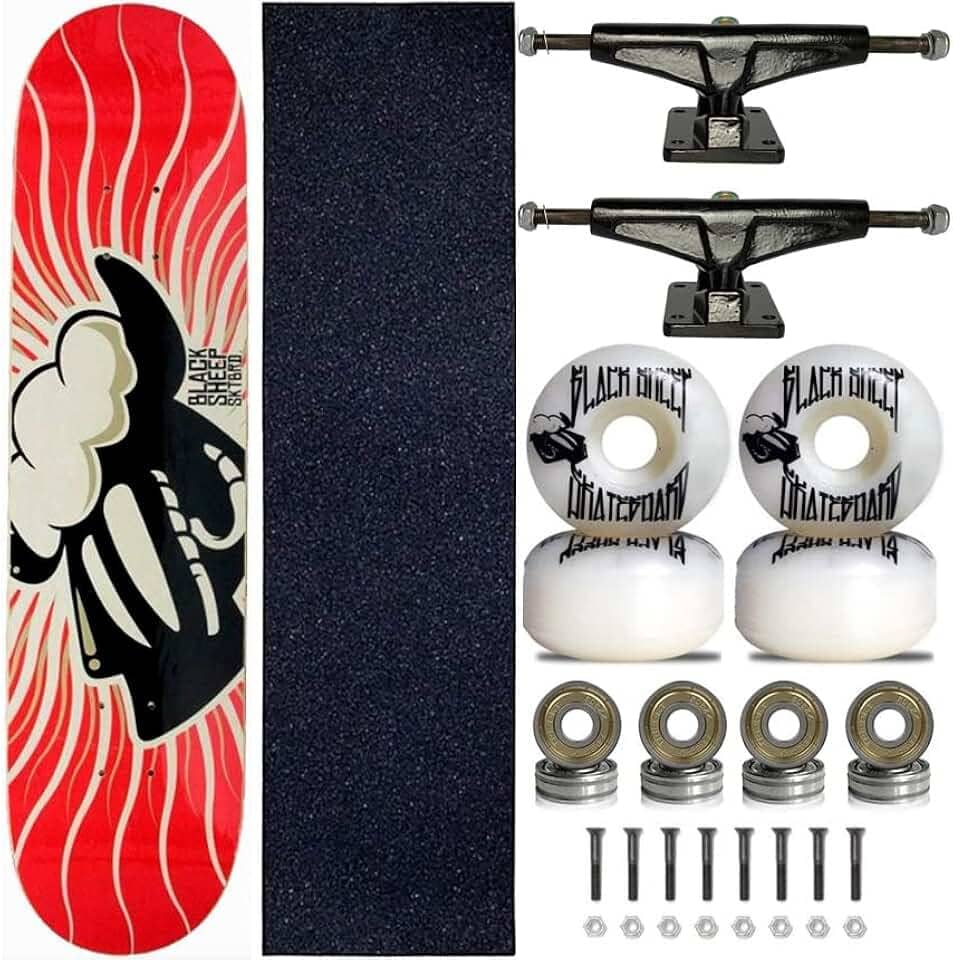 Skate Profissional Completo Shape Black Sheep 8.0 Chamas