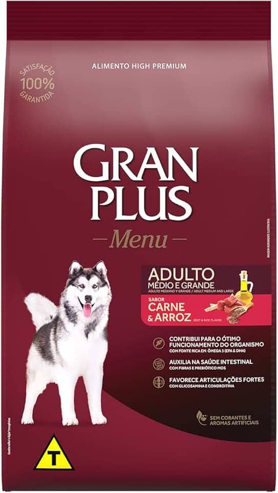 Ração GranPlus Menu Carne e Arroz Cães Adultos 15kg