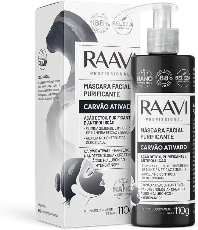 Máscara Facial Purificante Carvão Ativado Raavi 110g