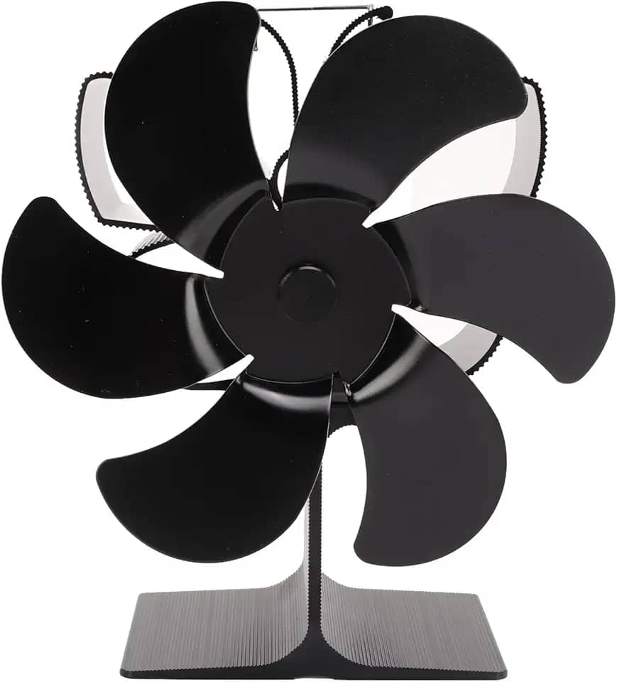 Ventilador de fogão movido a calor 6 lâminas Ventilador de lareira Energia térmica à prova de alta temperatura Economia de energia preto