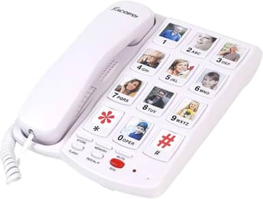 Telefone de botão grande para idosos, telefone fixo com 10 teclas de imagem, telefones para idosos, discagem com um toque, adequado para pessoas com distúrbios de visão/danos auditivos