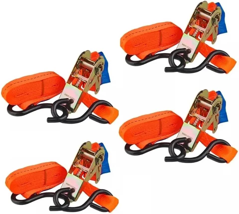 Kit com 4 Conjuntos de Catraca com Cinta de Amarração - 3mt, 800kg - Ideal para Náutica, Motos, Barcos, Carrocerias e Carretinhas
