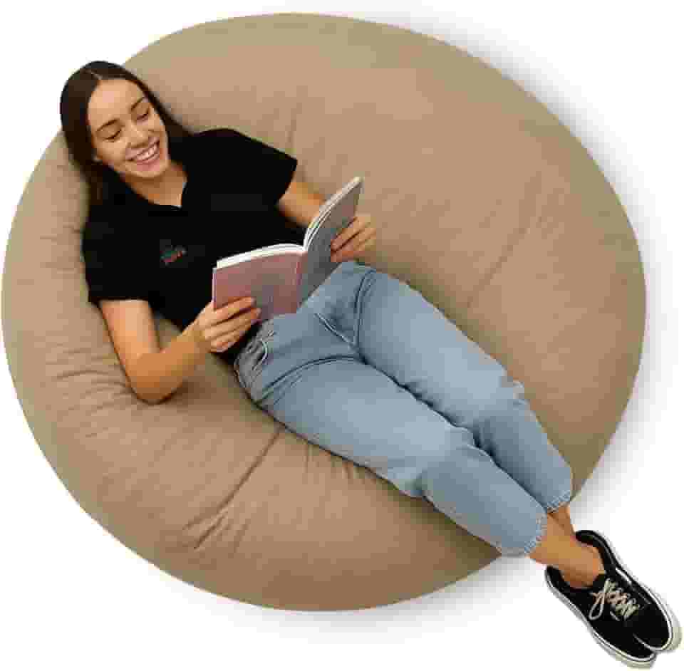 Puff Redondo Gigante Almofadão Com Enchimento Decoração Festas Eventos Quarto Sala (Bege)