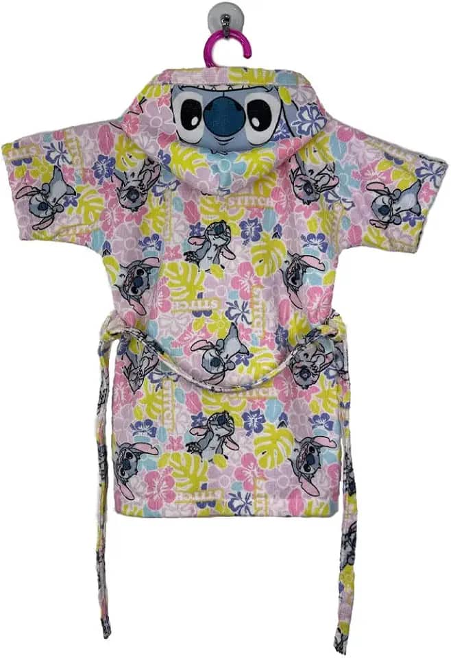 Roupão Aveludado Infantil Quimono Estampado com Capuz Stitch M Com 1 peça