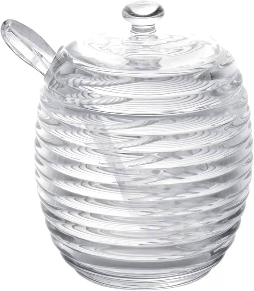 LYOR - Açucareiro de Cristal com Colher e Tampa Colméia 210ml