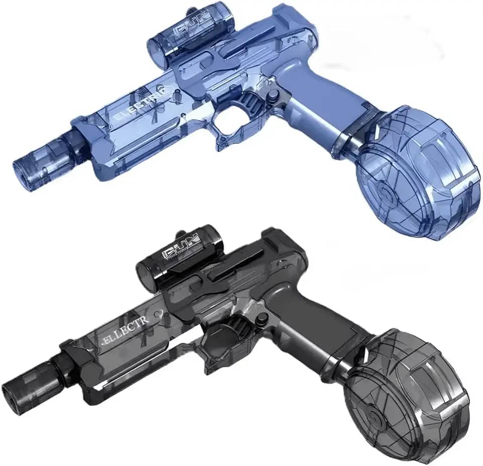 Arma de Brinquedo Pistola de Água Automática Metralhadora Elétrica Recarregável com Luz Led Jato Forte de Longo Alcance Durável (AZUL)