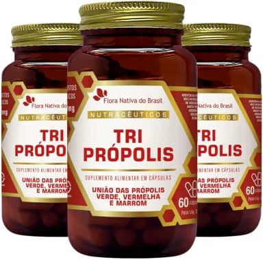 KIT 3X Tri Própolis (Própolis Vermelha, Verde e Marrom) 60 Cápsulas - Flora Nativa