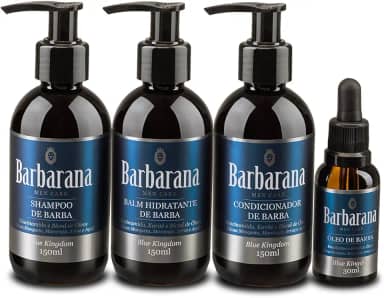 Kit para Barba Shampoo, Condicionador, Balm Hidratante e Óleo - Blue Kingdom, Barbarana