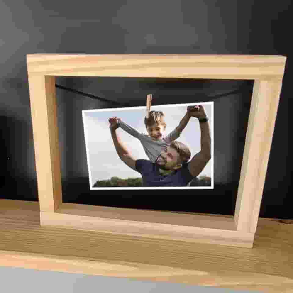 Porta Retrato Foto Quadro Madeira Varal Vazado Com Pregador Polaroid Decorativo Enfeite Presente