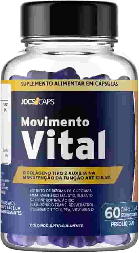 Movimento Vital - Suplemento Completo para Articulações, Músculos e Ossos, Colágeno Tipo 2, Cúrcuma, Magnésio e Vitamina D, Ácido Hialurônico, Apoio à Mobilidade e Bem-Estar; 60 Cápsulas