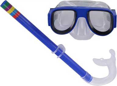 Kit Snorkel Infantil Azul Com Máscara Silicone Antiembaçante Ajuste Confortável