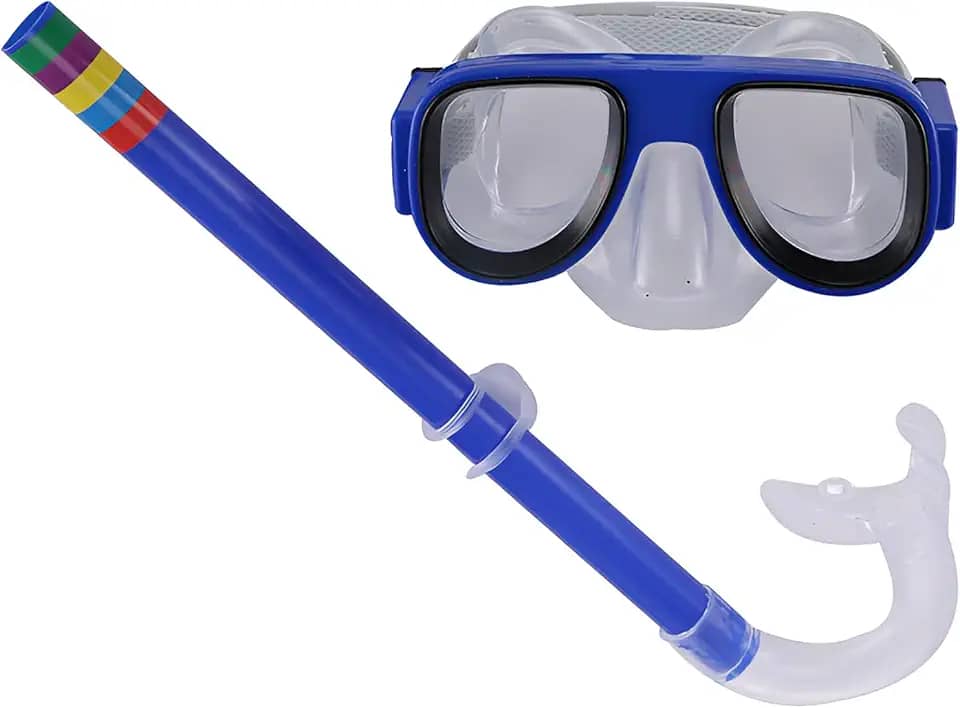Kit Snorkel Infantil Azul Com Máscara Silicone Antiembaçante Ajuste Confortável