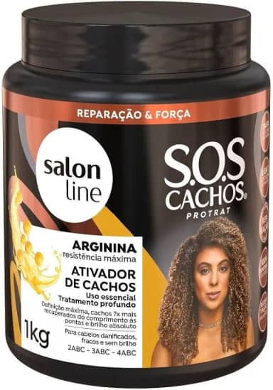 Salon Line, Ativador de Cachos, SOS Cachos, Arginina, Reconstrução Profunda - Cabelos Ondulados, Cacheados e Crespos, 1 Kg