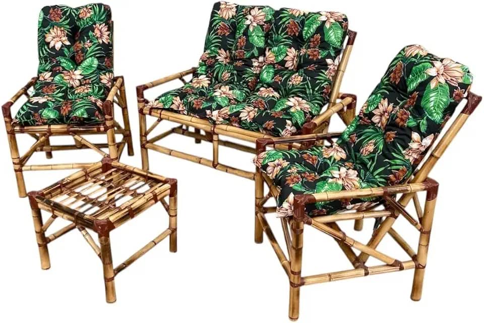 cadeiras de bambu conjunto completo sofá móveis poltonas