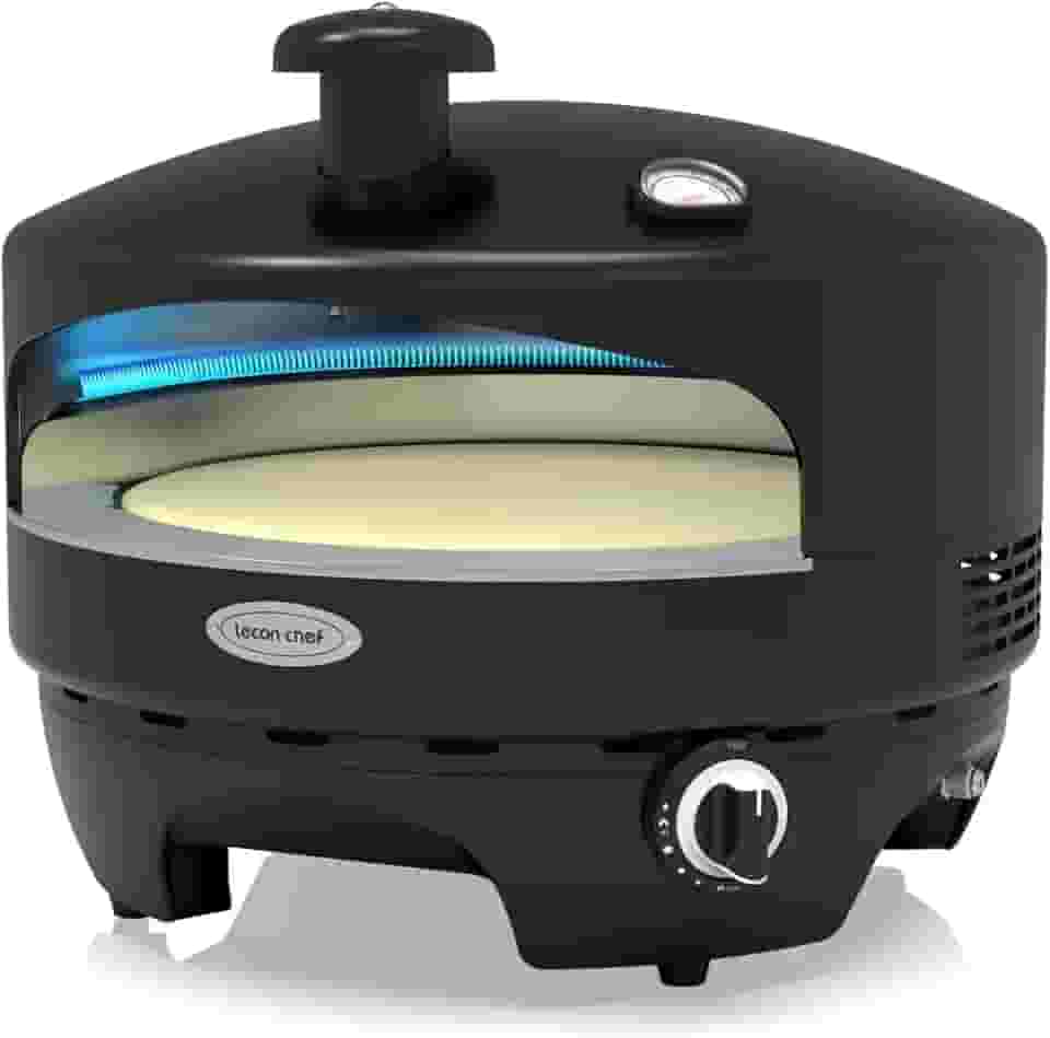 Lecon Chef Forno de pizza de 40,6 cm para uso ao ar livre – Forno de pizza movido a propano com pedra cordierite, termômetro embutido, alimentado a gás para quintal e acampamento