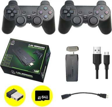 Videogame Stick 4K 64gb 2 Controles Sem Fio Console Portatil Jogos Retro Antigo